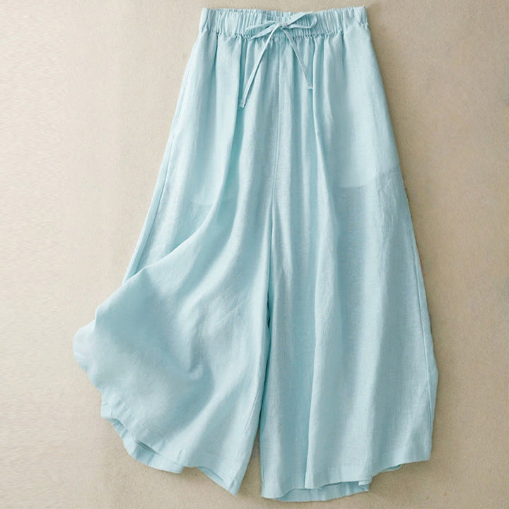 Pantalon Capri court à jambes larges et taille élastique pour femme, avec poches, motif Buddha Stones - Turquoise pâle - US14，UK/AU18，EU46 (3XL) - image 0