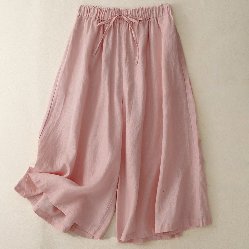 Pantalon Capri court à jambes larges et taille élastique pour femme, avec poches, motif Buddha Stones - Rose clair - US14，UK/AU18，EU46 (3XL) - image 6
