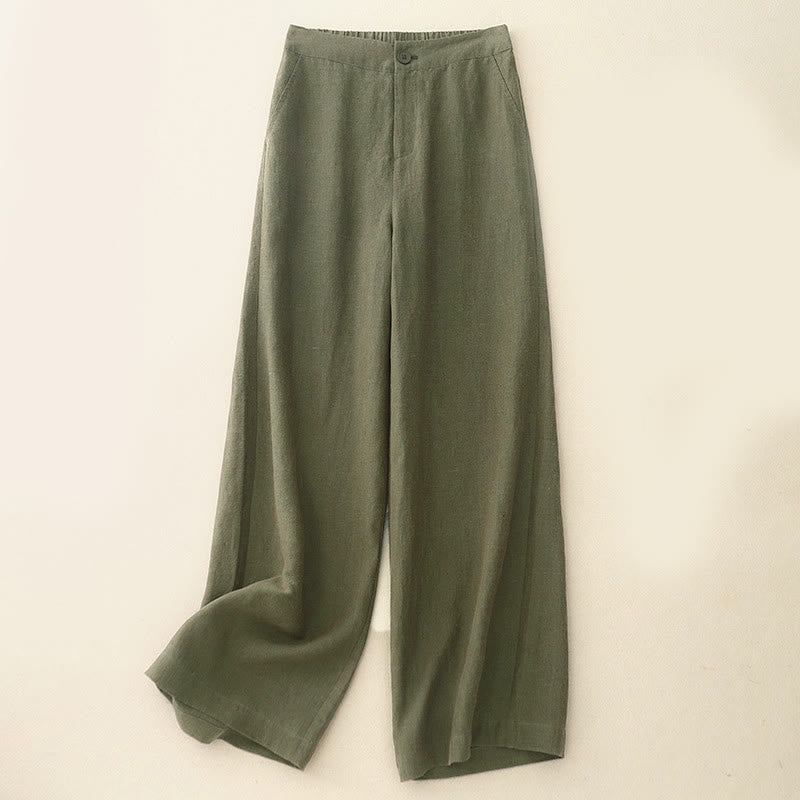Pantalon ample décontracté pour femme, taille élastique, avec poches, motif Buddha Stones - Olive - US8-10，UK/AU12-14，EU40-42 (2XL) - image 1