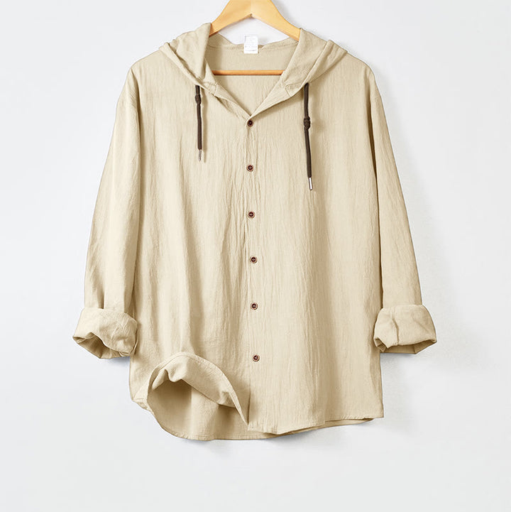 Chemise homme à manches longues, capuche et cordon de serrage, couleur unie, motif Buddha Stones - Beige - US/UK/AU44，EU54 (3XL) - image 14