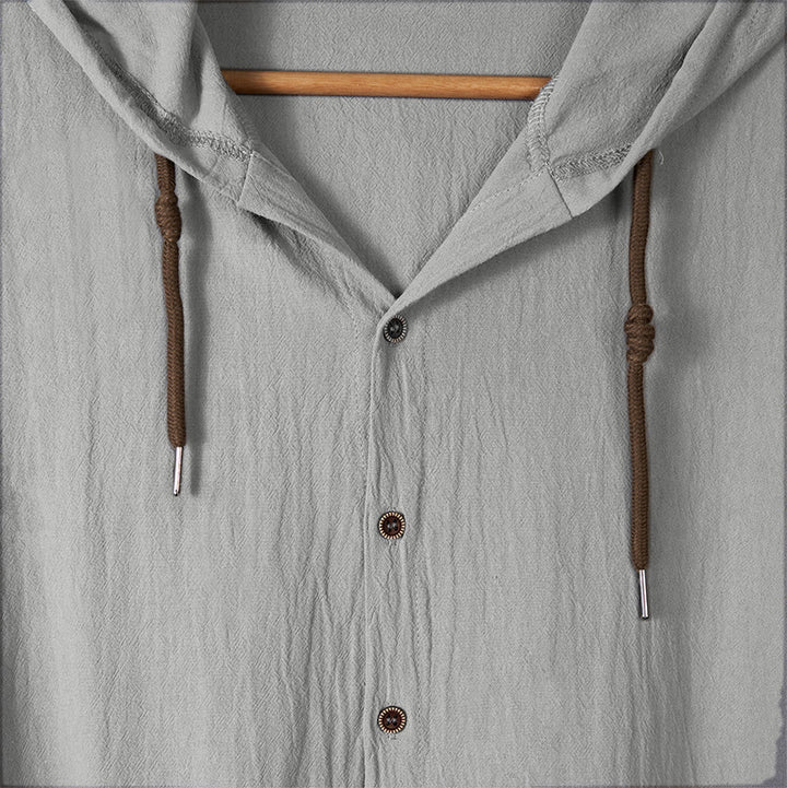 Chemise homme à manches longues, capuche et cordon de serrage, couleur unie, motif Buddha Stones - image 12