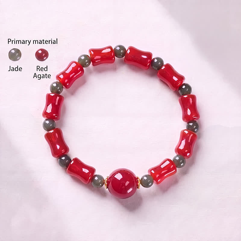 Buddha Stones Bracelet de croissance en agate rouge chinoise et bambou, nouveau modèle chinois - image 2