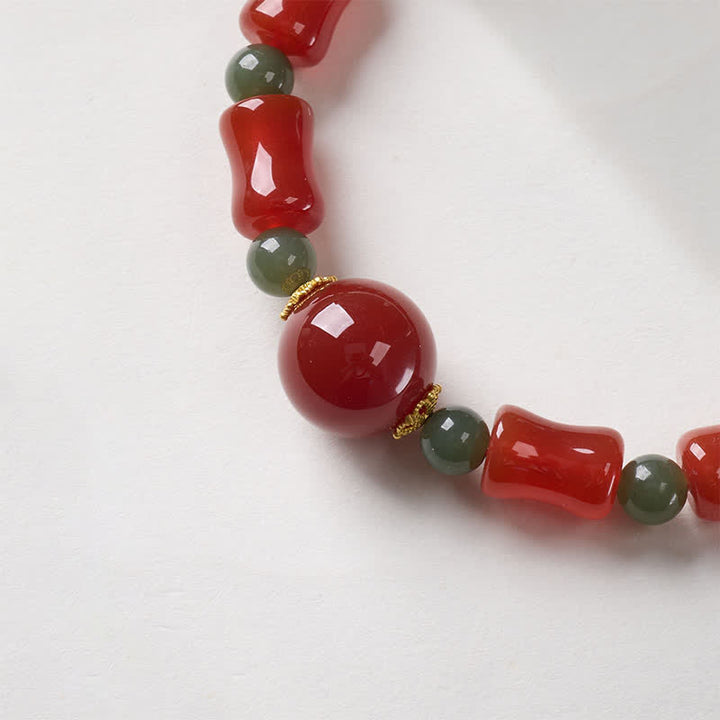 Buddha Stones Bracelet de croissance en agate rouge chinoise et bambou, nouveau modèle chinois - image 3