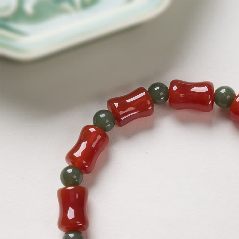 Buddha Stones Bracelet de croissance en agate rouge chinoise et bambou, nouveau modèle chinois - image 4