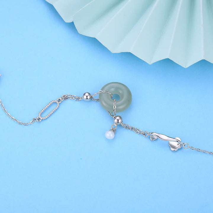 Buddha Stones Bracelet porte-bonheur en argent sterling 925 et boucle de la paix en jade Hetian - image 9