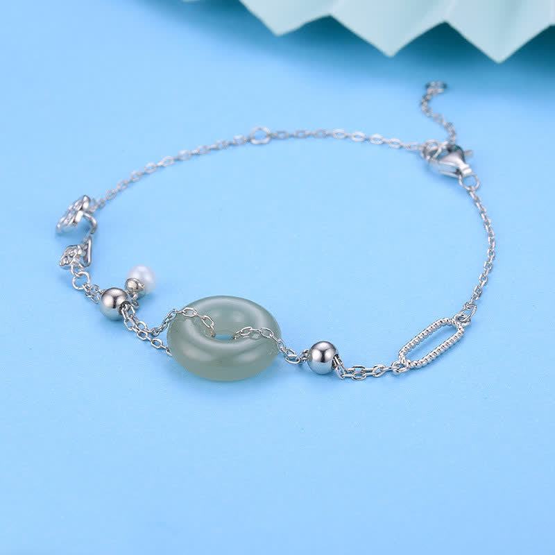 Buddha Stones Bracelet porte-bonheur en argent sterling 925 et boucle de la paix en jade Hetian - image 3