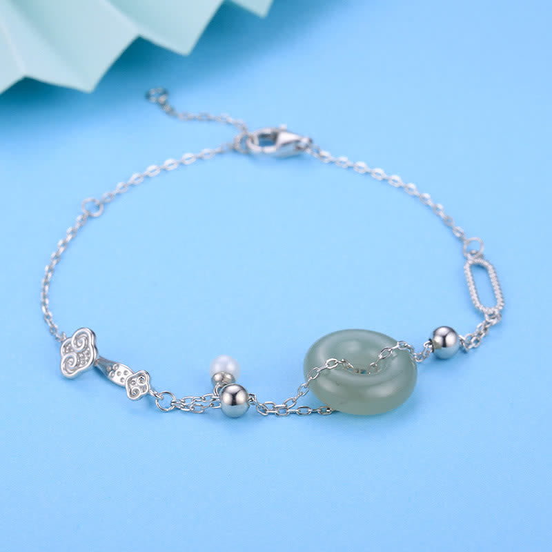 Buddha Stones Bracelet porte-bonheur en argent sterling 925 et boucle de la paix en jade Hetian - image 4