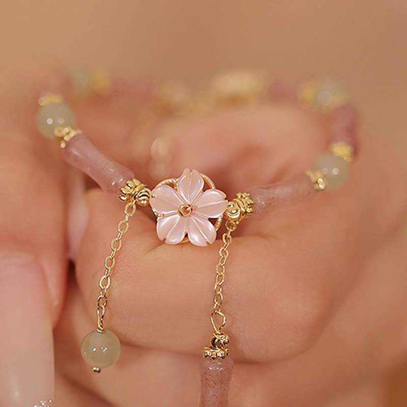 Buddha Stones Bracelet romantique en quartz fraise et bambou Hetian Jade Hetian - image 14