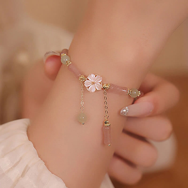 Buddha Stones Bracelet romantique en quartz fraise et bambou Hetian Jade Hetian - image 2