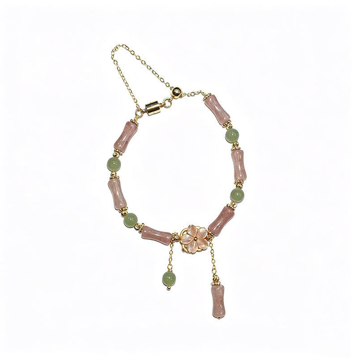 Buddha Stones Bracelet romantique en quartz fraise et bambou Hetian Jade Hetian - image 15