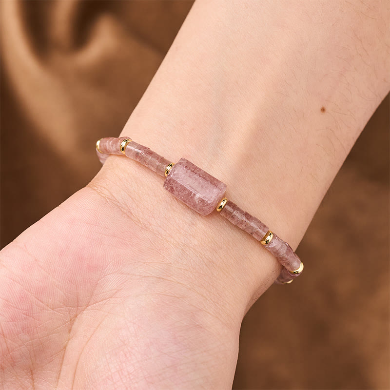 Buddha Stones Bracelet cylindrique à facettes en améthyste, amazonite, quartz fraise et sodalite Truth - image 10