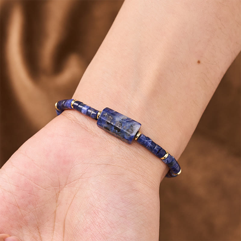 Buddha Stones Bracelet cylindrique à facettes en améthyste, amazonite, quartz fraise et sodalite Truth - image 14