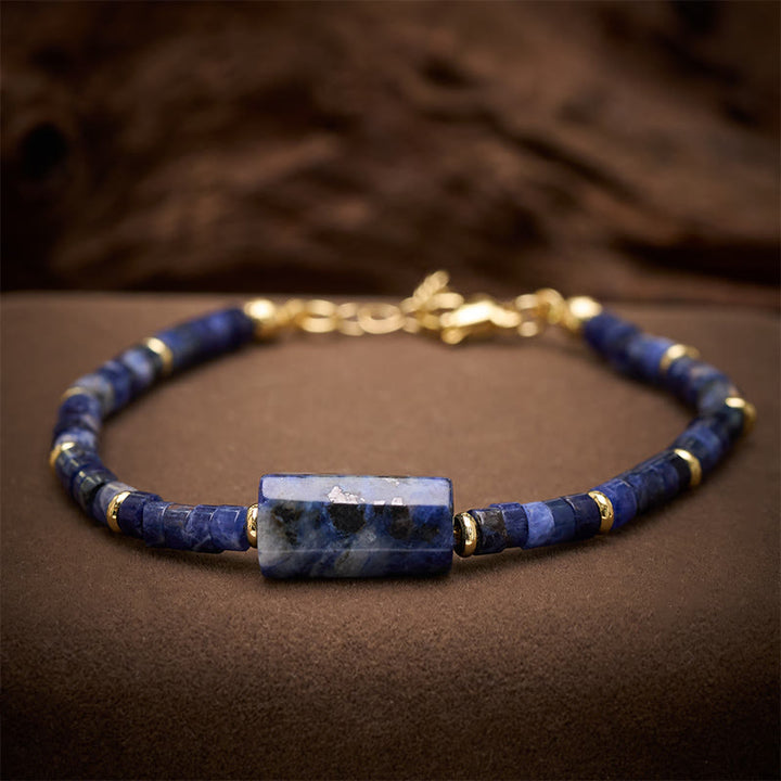 Buddha Stones Bracelet cylindrique à facettes en améthyste, amazonite, quartz fraise et sodalite Truth - Sodalite (Tour de poignet : 15–18 cm) - image 12