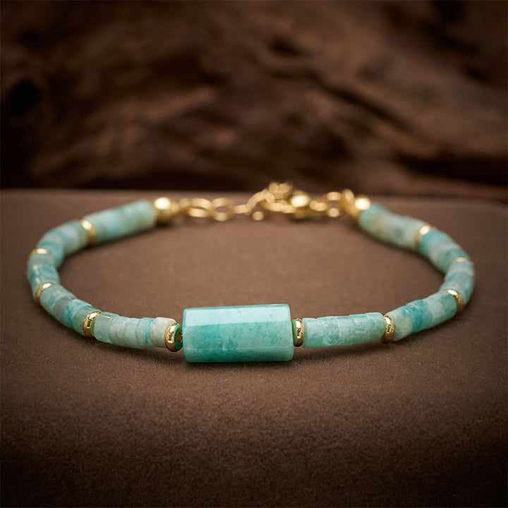 Buddha Stones Bracelet cylindrique à facettes en améthyste, amazonite, quartz fraise et sodalite Truth - Amazonite (Tour de poignet : 15–18 cm) - image 4