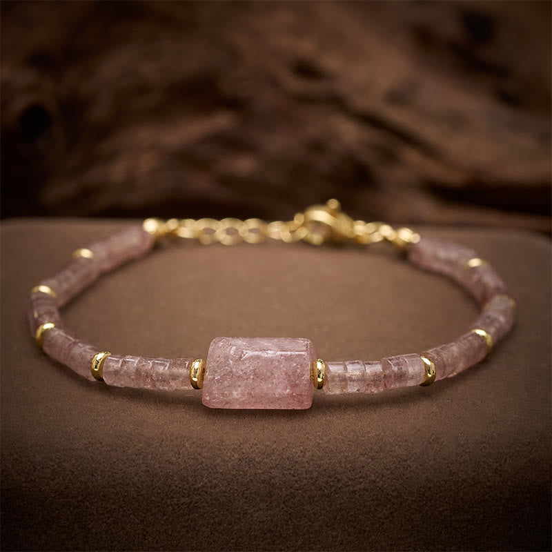 Buddha Stones Bracelet cylindrique à facettes en améthyste, amazonite, quartz fraise et sodalite Truth - Quartz fraise (Tour de poignet : 15–18 cm) - image 8