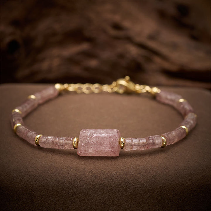 Buddha Stones Bracelet cylindrique à facettes en améthyste, amazonite, quartz fraise et sodalite Truth - Quartz fraise (Tour de poignet : 15–18 cm) - image 8