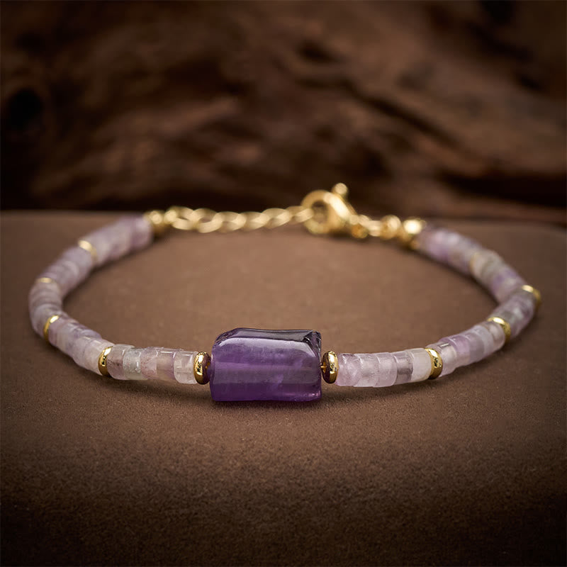 Buddha Stones Bracelet cylindrique à facettes en améthyste, amazonite, quartz fraise et sodalite Truth - Améthyste (Tour de poignet : 15–18 cm) - image 0