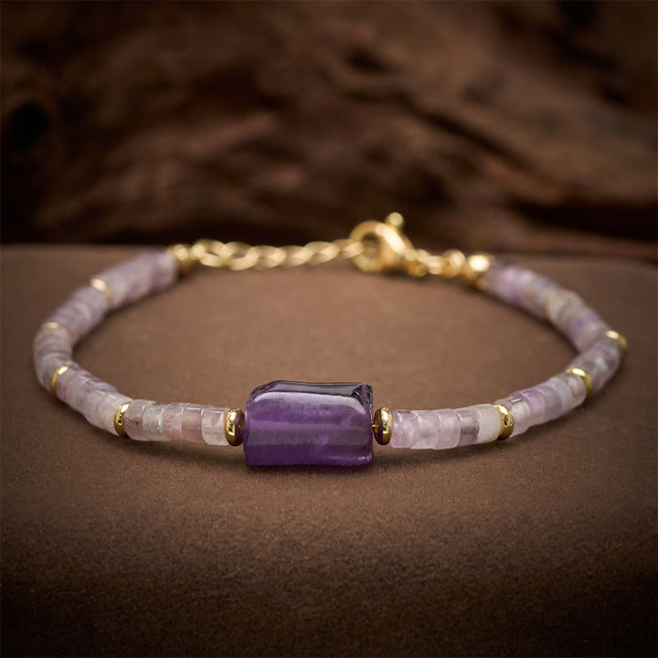 Buddha Stones Bracelet cylindrique à facettes en améthyste, amazonite, quartz fraise et sodalite Truth - Améthyste (Tour de poignet : 15–18 cm) - image 0