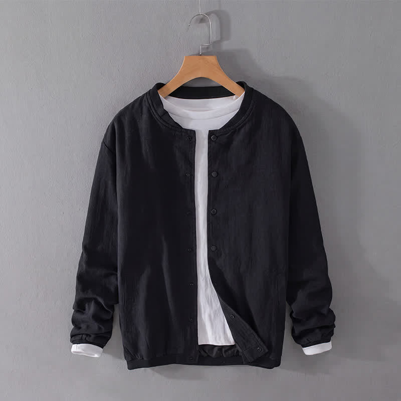 Buddha Stones Veste homme unie à boutons, style minimaliste et décontracté, avec poches, idéale pour le printemps - image 9
