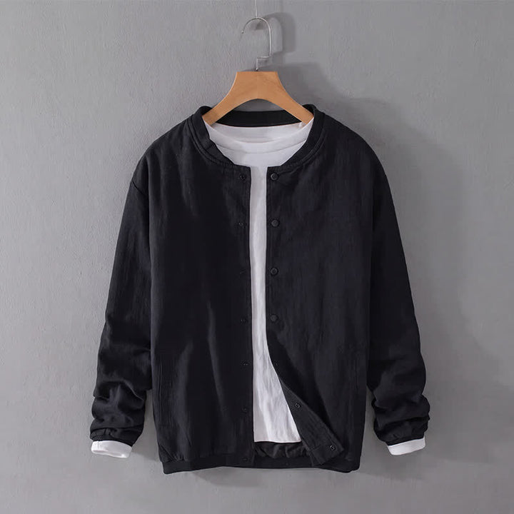 Buddha Stones Veste homme unie à boutons, style minimaliste et décontracté, avec poches, idéale pour le printemps - image 9