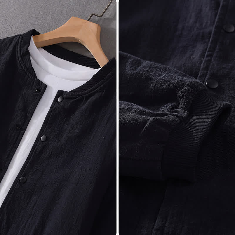 Buddha Stones Veste homme unie à boutons, style minimaliste et décontracté, avec poches, idéale pour le printemps - image 11
