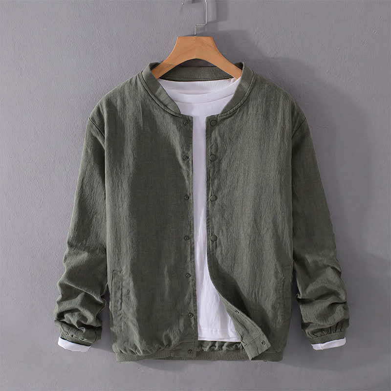 Buddha Stones Veste homme unie à boutons, style minimaliste et décontracté, avec poches, idéale pour le printemps - image 15