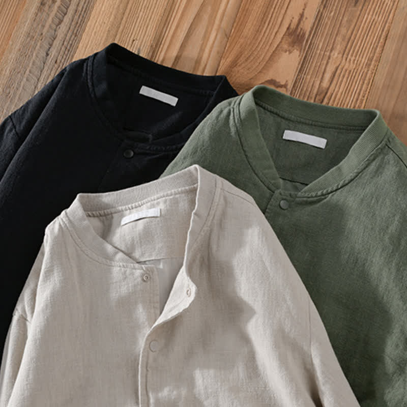 Buddha Stones Veste homme unie à boutons, style minimaliste et décontracté, avec poches, idéale pour le printemps - image 21