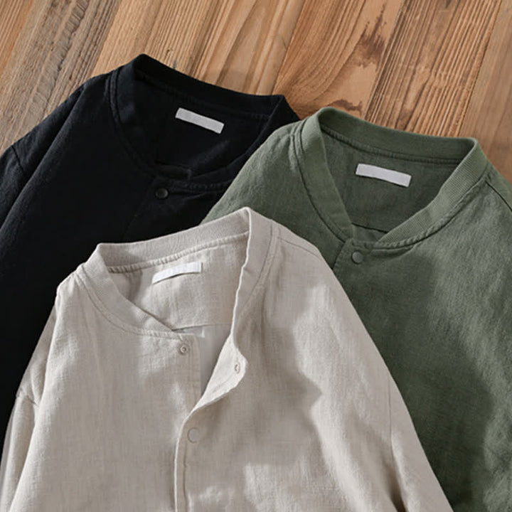 Buddha Stones Veste homme unie à boutons, style minimaliste et décontracté, avec poches, idéale pour le printemps - image 21