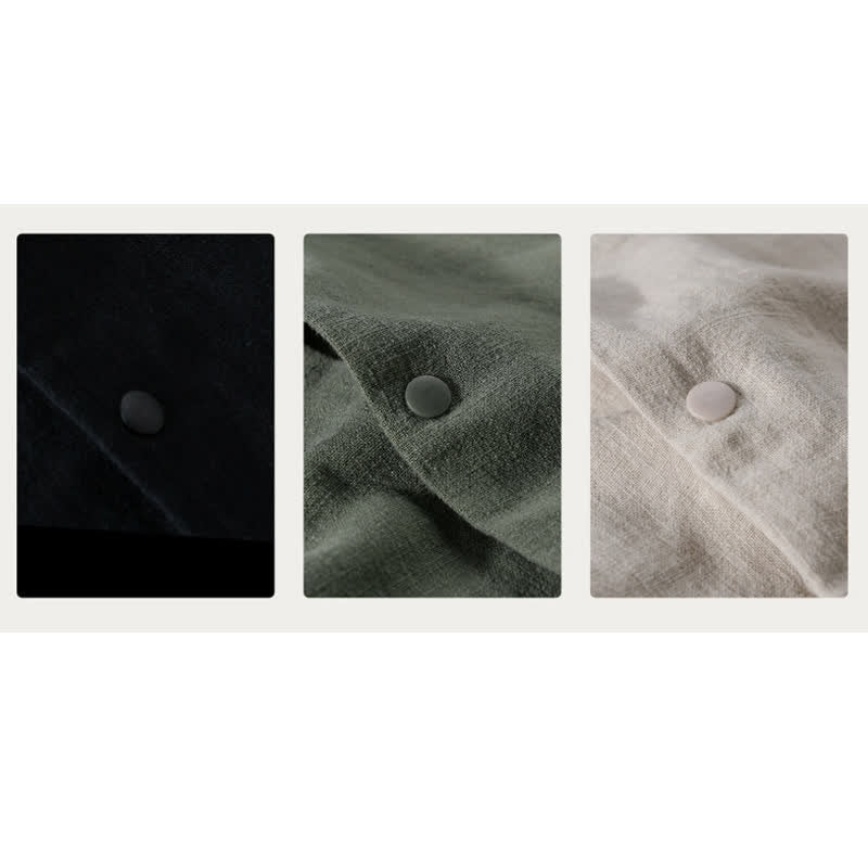 Buddha Stones Veste homme unie à boutons, style minimaliste et décontracté, avec poches, idéale pour le printemps - image 24