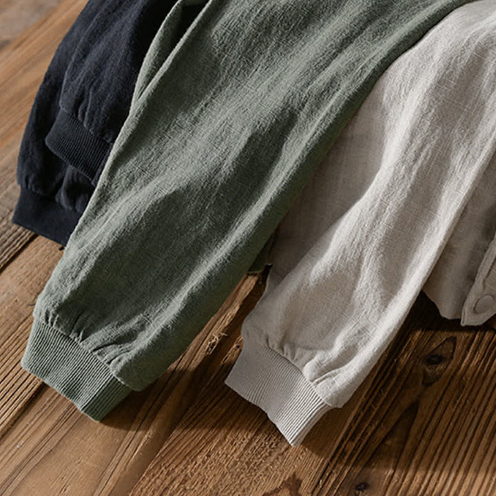 Buddha Stones Veste homme unie à boutons, style minimaliste et décontracté, avec poches, idéale pour le printemps - image 22