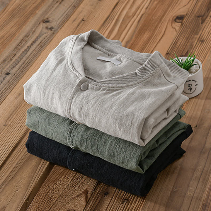 Buddha Stones Veste homme unie à boutons, style minimaliste et décontracté, avec poches, idéale pour le printemps - image 20