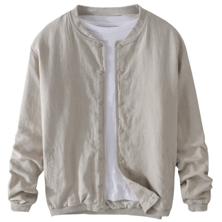 Buddha Stones Veste homme unie à boutons, style minimaliste et décontracté, avec poches, idéale pour le printemps - image 1