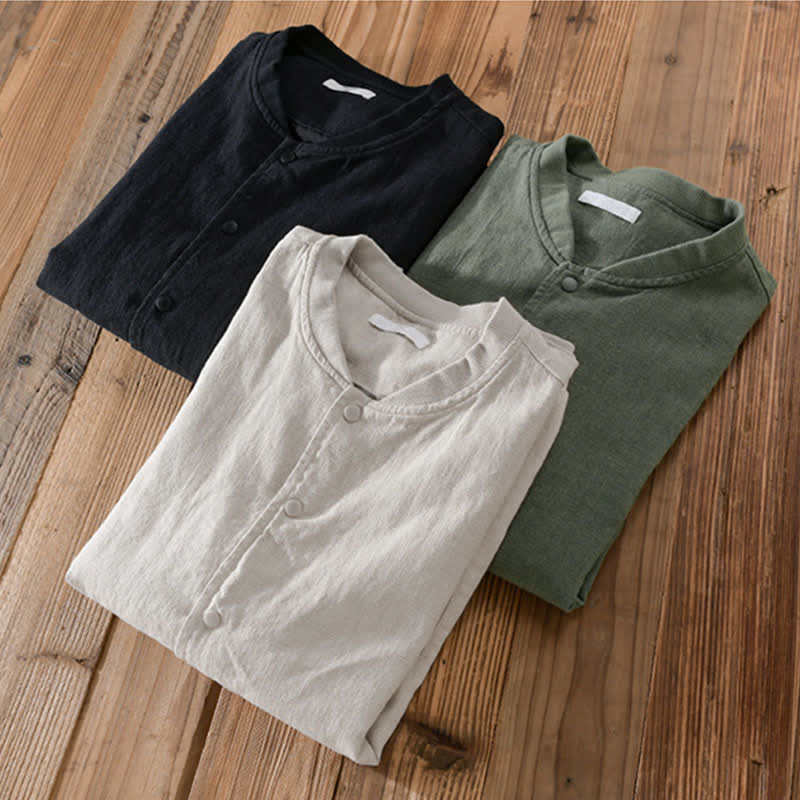 Buddha Stones Veste homme unie à boutons, style minimaliste et décontracté, avec poches, idéale pour le printemps - image 19