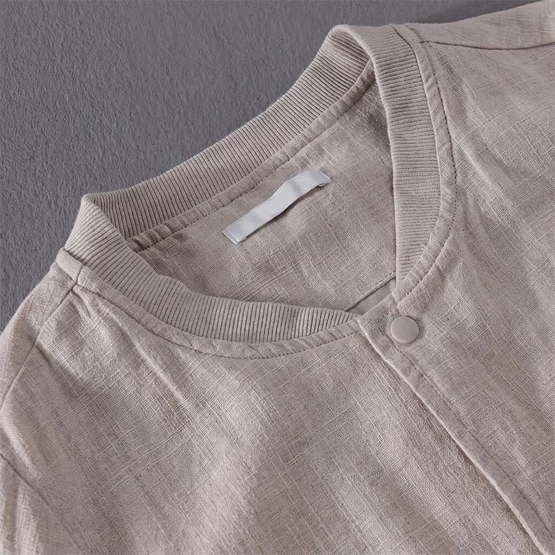 Buddha Stones Veste homme unie à boutons, style minimaliste et décontracté, avec poches, idéale pour le printemps - image 3