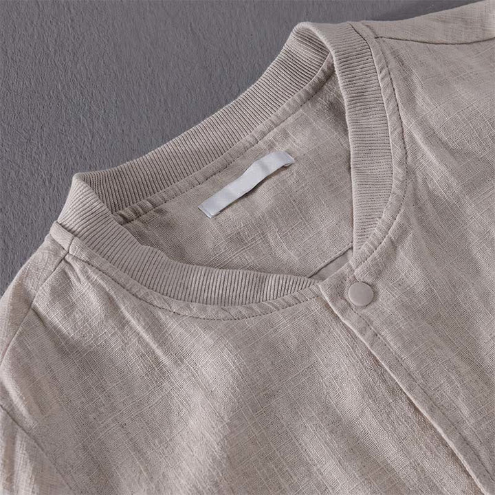 Buddha Stones Veste homme unie à boutons, style minimaliste et décontracté, avec poches, idéale pour le printemps - image 3