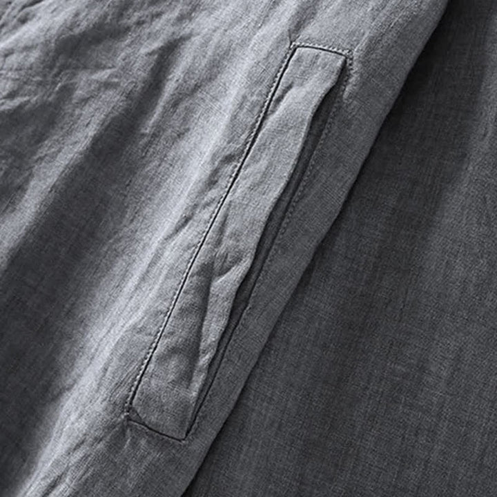 Buddha Stones Veste homme en lin, style minimaliste, décontractée, avec fermeture éclair et poches, idéale pour le printemps. - image 5