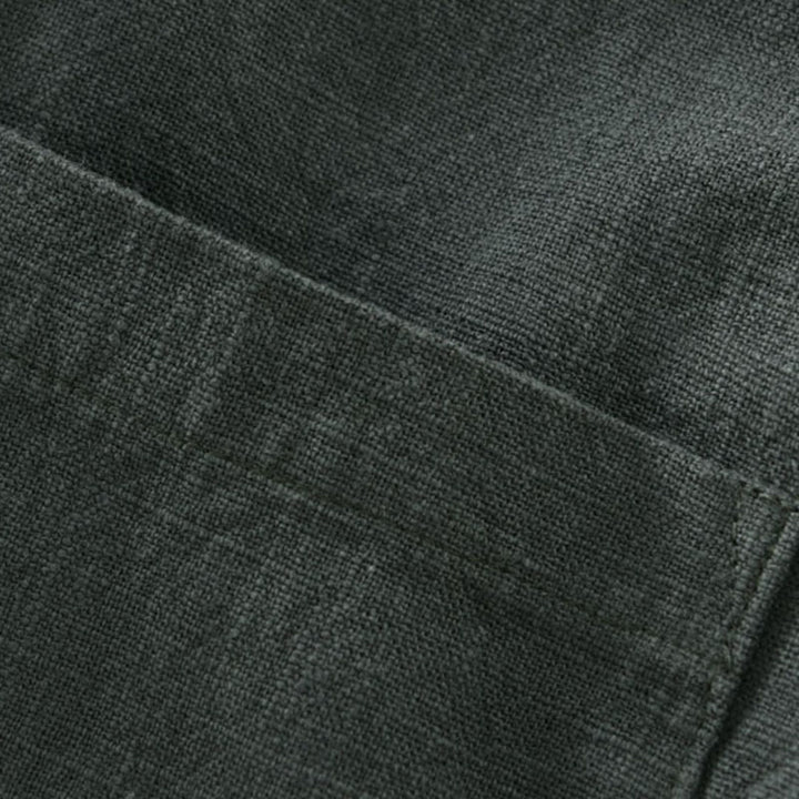 Buddha Stones Veste homme minimaliste décontractée d'automne en ramie unie à boutons avec poches - image 6