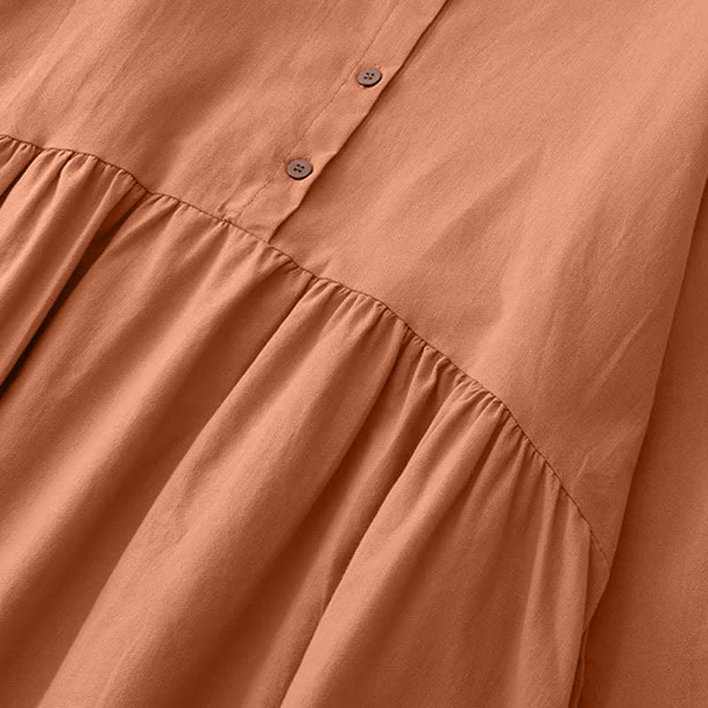 Buddha Stones Robe longue à manches longues et poches, style Tang, coupe décontractée printemps-automne, col mandarin, couleur unie. - image 14