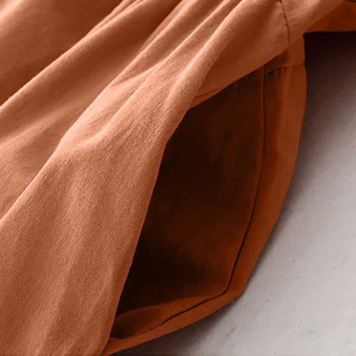 Buddha Stones Robe longue à manches longues et poches, style Tang, coupe décontractée printemps-automne, col mandarin, couleur unie. - image 15