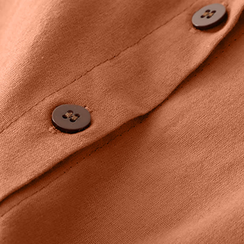 Buddha Stones Robe longue à manches longues et poches, style Tang, coupe décontractée printemps-automne, col mandarin, couleur unie. - image 13