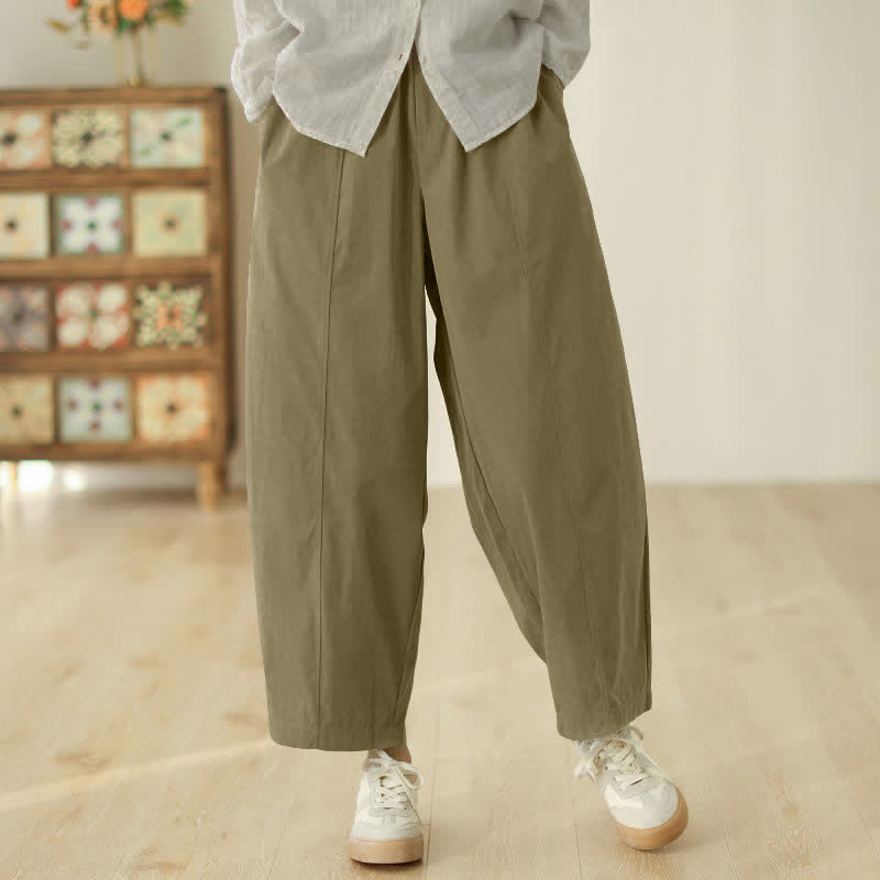 Pantalon harem pour femme, longueur cheville, motif lignes simples, avec poches, inspiré des Buddha Stones - Kaki foncé - US8-10，UK/AU12-14，EU40-42 (2XL) - image 9