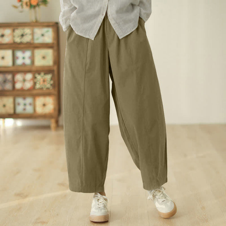 Pantalon harem pour femme, longueur cheville, motif lignes simples, avec poches, inspiré des Buddha Stones - Kaki foncé - US8-10，UK/AU12-14，EU40-42 (2XL) - image 9