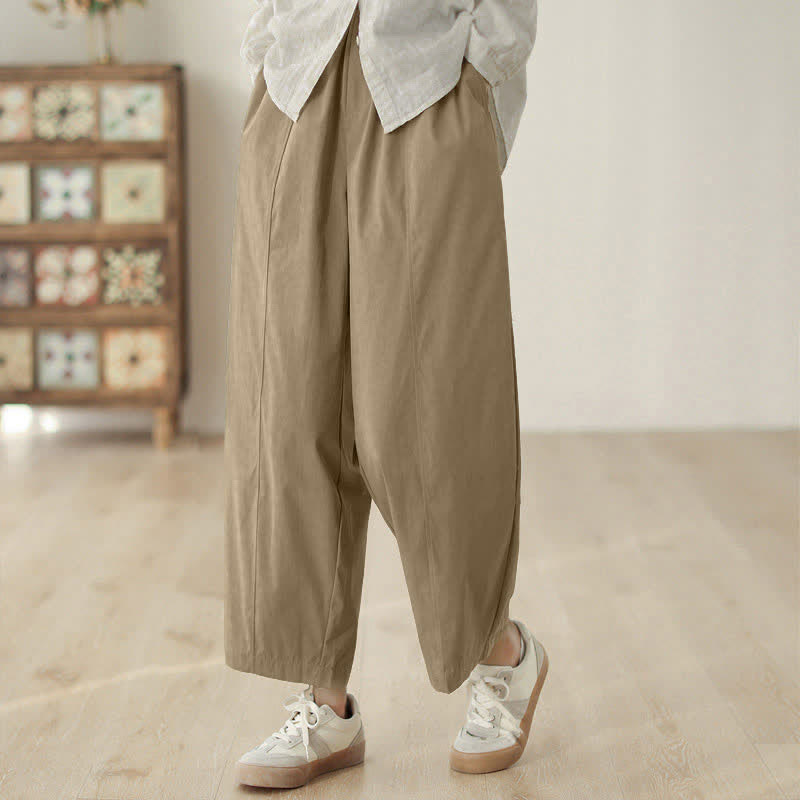 Pantalon harem pour femme, longueur cheville, motif lignes simples, avec poches, inspiré des Buddha Stones - image 8