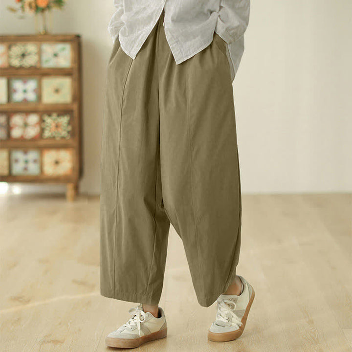 Pantalon harem pour femme, longueur cheville, motif lignes simples, avec poches, inspiré des Buddha Stones - image 11