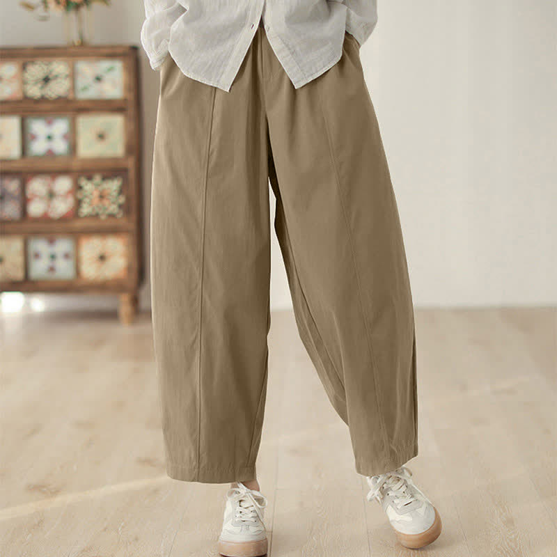 Pantalon harem pour femme, longueur cheville, motif lignes simples, avec poches, inspiré des Buddha Stones - Tanné - US8-10，UK/AU12-14，EU40-42 (2XL) - image 5