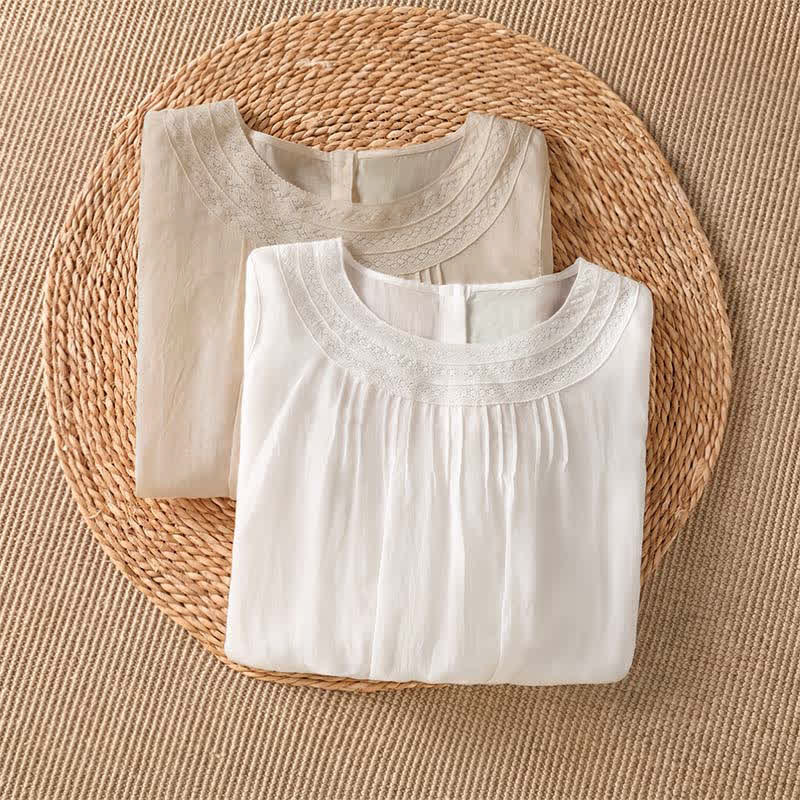 Buddha Stones T-shirt à manches longues pour femme, style décontracté et élégant, brodé, uni, idéal pour le printemps et l'été - image 13