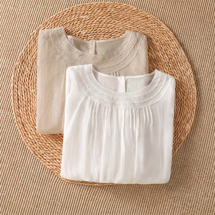 Buddha Stones T-shirt à manches longues pour femme, style décontracté et élégant, brodé, uni, idéal pour le printemps et l'été - image 13