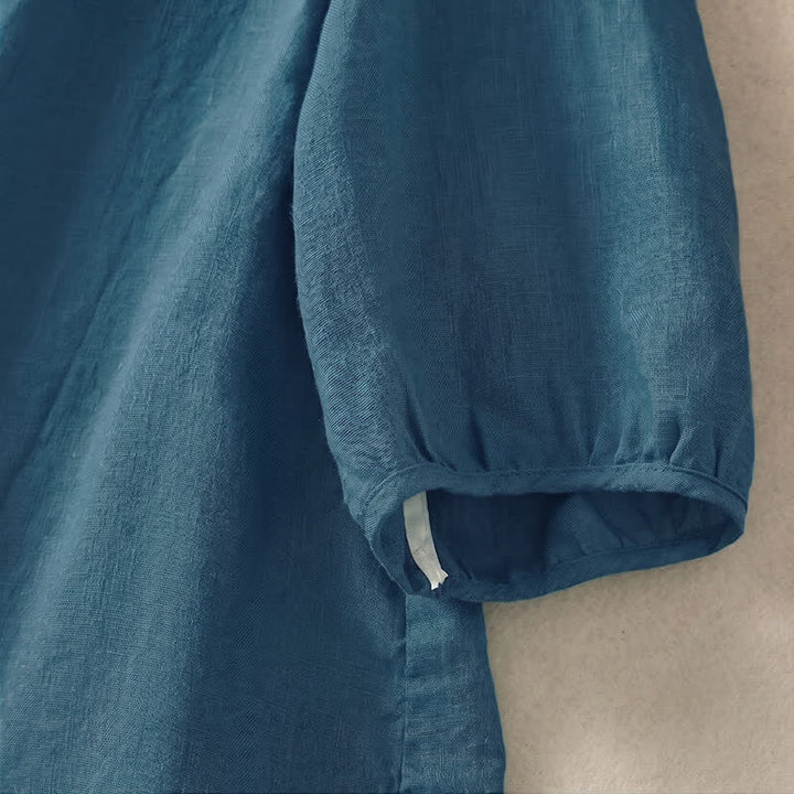 Buddha Stones Chemises à manches courtes unies à boutons pour femmes, style décontracté printemps-été - image 19