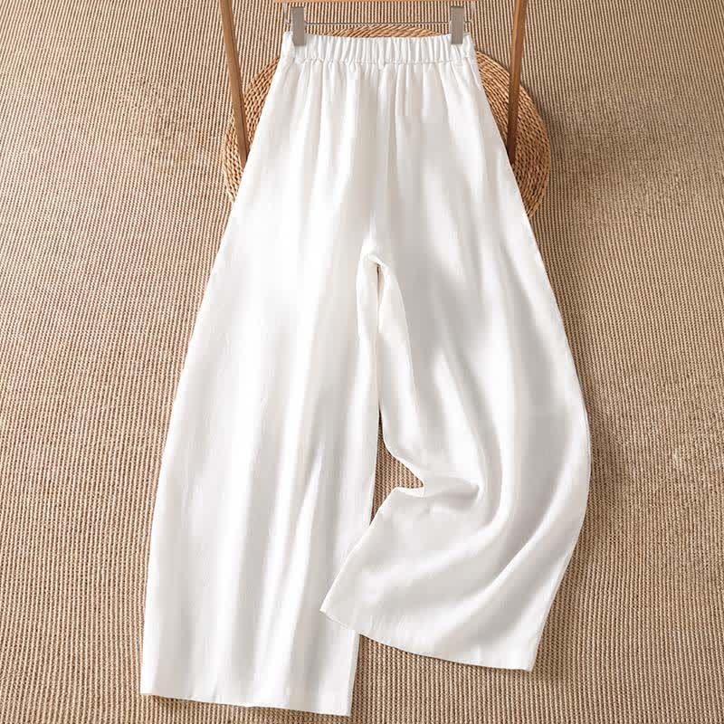 Buddha Stones Pantalon ample à jambes larges avec fermeture éclair, coupe décontractée printemps-été, et poches. - image 11