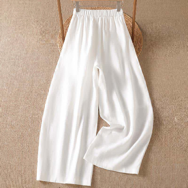 Buddha Stones Pantalon ample à jambes larges avec fermeture éclair, coupe décontractée printemps-été, et poches. - image 11